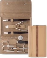 Solingen 7-piece set silver (light brown leather) - Manicure Set