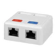 Solarix, CAT5E, UTP, 2x RJ45, na omítku, bílá - Socket
