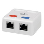 Solarix, CAT5E, STP, 2x RJ45, na omítku, bílá - Socket