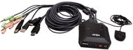 ATEN KVM 2:1 (USB, HDMI), 4K@60Hz, integrované kabely - Toggle Switch