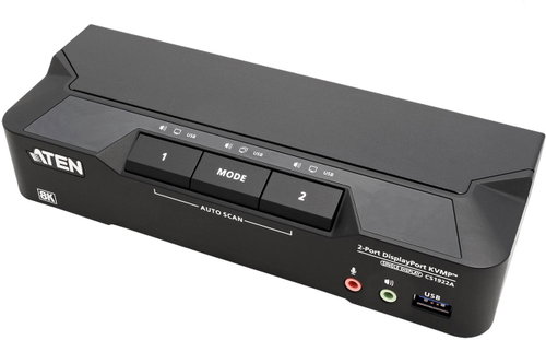 ATEN KVM přepínač (USB, DP, Audio) 2:1, USB 3.0, 8K - Toggle Switch - Main image