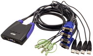 ATEN Mini KVM (USB, VGA, Audio) 4:1 USB, integrované kabely - Toggle Switch