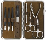 GöSol Solingen Women's leather manicure set 1842-100 ostrich brown - Manicure Set