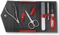 Credo Solingen Women's leather manicure set "Fire" 83520 red - Manicure Set