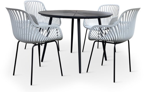 NOELA WILDER/GABY Garden furniture set, metal, 1 table + 4 armchairs - Garden Furniture - Main image