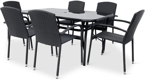 NOELA KLAUDIE Garden furniture set black plate + ROMA 1 + 6 - Garden Furniture - Main image
