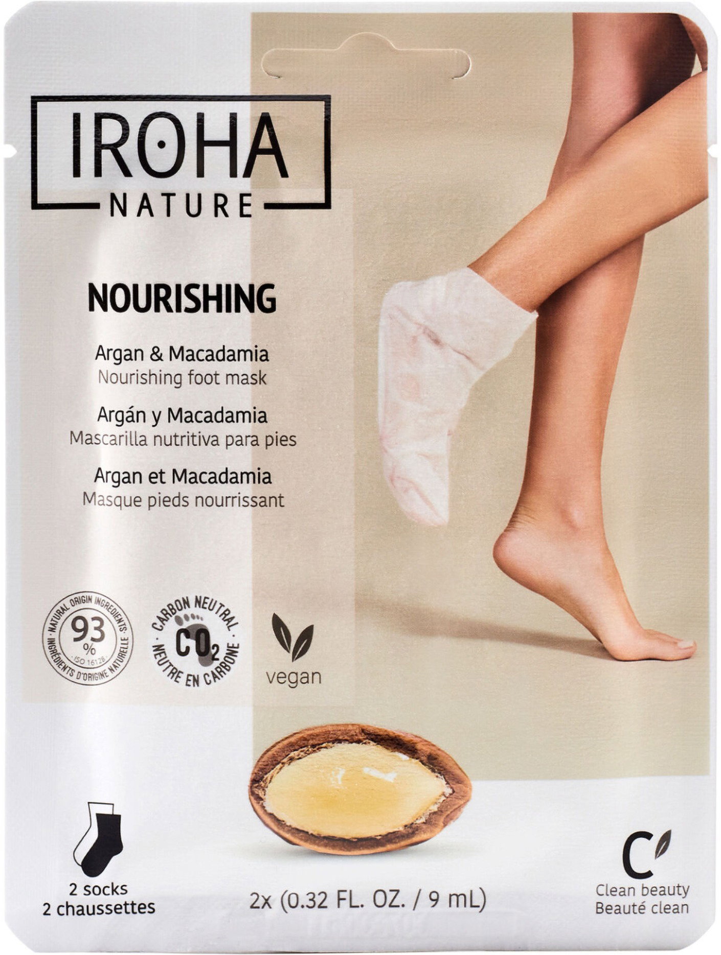 IROHA NATURE Argan & Macadam lábmaszk, 2 × 9 ml