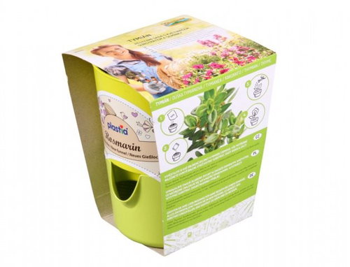 MINI-GARDEN Flowerpot - THYME, Plastic Substrate + Seeds, diameter of 11cm - Flower Pot - Main image