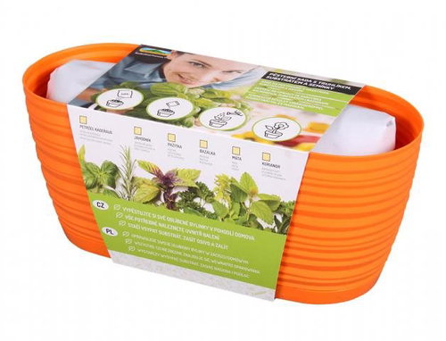 GROWING GARDEN SAHARA-Thyme 27cm Orange 3-in-1 Flowerpot, Substrate, Seeds - Flower Box - Main image