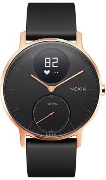 Nokia Steel HR 36mm Rose Gold Black Leather Black Silicone