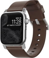 Nomad Leather Strap Brown, silver - Apple Watch 42/44/45/Ultra 49mm - Watch Strap