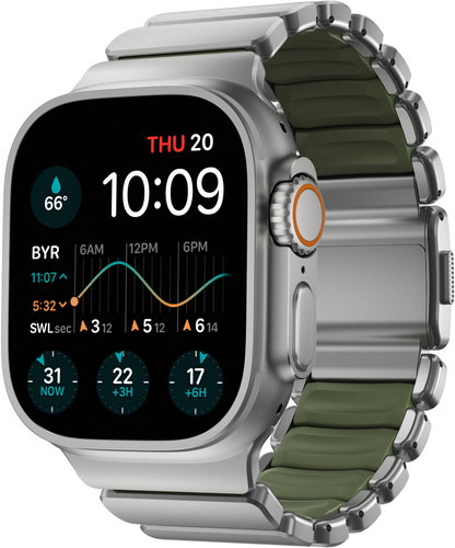 Nomad Stratos Band AW 45mm/46mm/49mm Natural Titanium Forest Green - Watch Strap - Main image