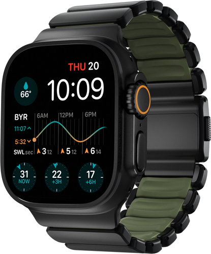 Nomad Stratos Band AW 45mm/46mm/49mm Black Titanium Forest Green - Watch Strap - Main image