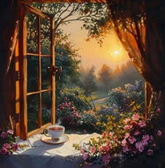 Norimpex Still life with tea 30 × 40 cm - Diamond Painting