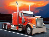 Norimpex Red truck with flames 30 × 40 cm - Diamond Painting