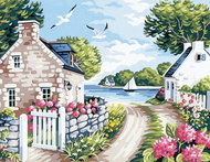 Norimpex Lake houses 30 × 40 cm - Diamond Painting