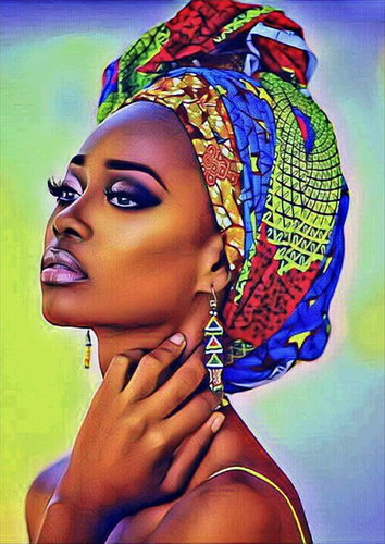 Norimpex Woman with coloured scarf 30 × 40 cm - Diamond Painting - Main image