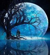 Norimpex Moon over the lake 30 × 40 cm - Diamond Painting