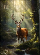 Norimpex Deer at the forest stream 30 × 40 cm - Diamond Painting