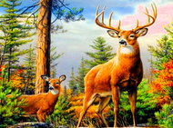 Norimpex Deer in the mountains 30 × 40 cm - Diamond Painting