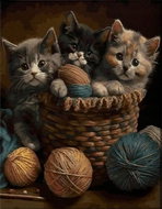 Norimpex Kittens in a basket 30 × 40 cm - Diamond Painting