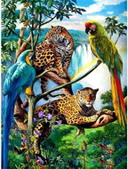 Norimpex Parrots and leopards 30 × 40 cm - Diamond Painting