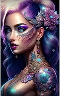 Norimpex Woman with purple hair 30 × 40 cm - Diamond Painting