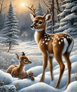 Norimpex Carousels in the snowy forest 30 × 40 cm - Diamond Painting