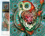 Norimpex 7D Owl on blue mandala 30 × 30 cm - Diamond Painting