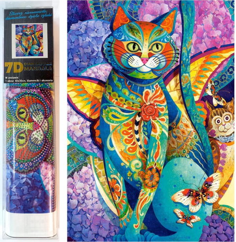 Norimpex Kočka v květinách 30 × 40 cm - Diamond Painting - Main image