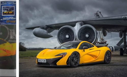 Norimpex Yellow sports car at the airport 30 × 40 cm - Diamond Painting - Main image