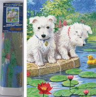 Norimpex Dogs with water lilies 30 × 40 cm - Diamond Painting