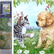 Norimpex Puppy and kitten 30 × 40 cm - Diamond Painting