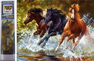Norimpex Horses in the river 30 × 40 cm - Diamond Painting