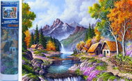 Norimpex Mountain river huts 30 × 40 cm - Diamond Painting