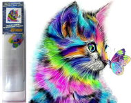 Norimpex Cat with butterfly 30 × 40 cm - Diamond Painting