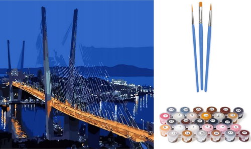 Norimpex Bridge at night, canvas on frame 40 × 50 cm - Painting by Numbers - Main image