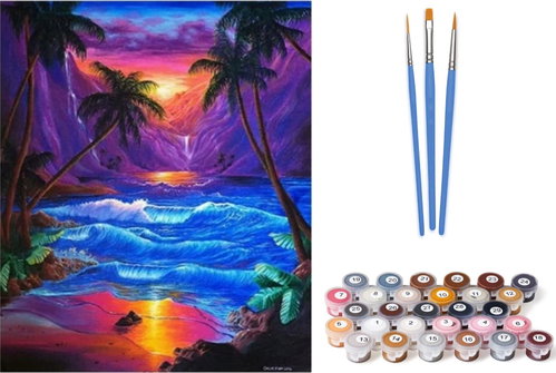 Norimpex Exotic sunset, canvas on frame 40 × 50 cm - Painting by Numbers - Main image