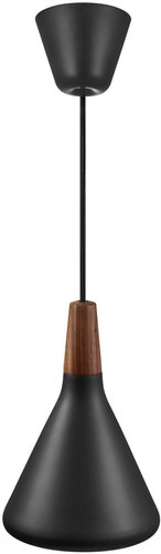 NORDLUX Nori black chandelier with wood, 180 × 265 × 3000 mm, 40 W, black - Chandelier - Main image