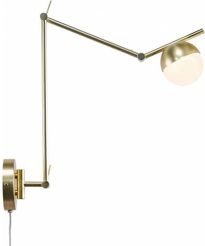 NORDLUX Contina wall-mounted flexible reading lamp, 100 × 372 × 736 mm, 5 W, G9, brass - Wall Lamp - Main image
