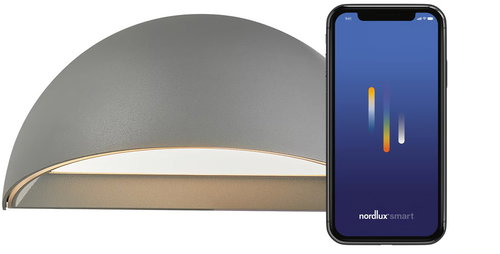NORDLUX Arcus IP54 dimmable outdoor wall lamp, 200 × 100 mm, 9 W, 440 lm, grey - Wall Lamp - Main image