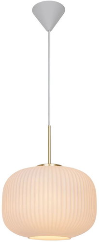 Nordlux Milford dizajnový luster, 300 × 380 mm, 40 W, opálovo biely s mosadzou - Luster - Hlavný obrázok