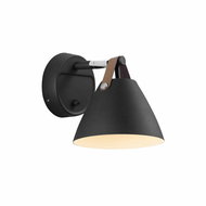 NORDLUX Strap with leather strap, diameter 165 × 170 × 215 mm, black - Wall Lamp