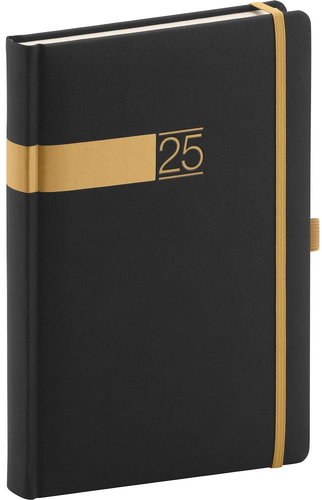 NOTIQUE Daily diary Twill 2025, black and gold, 15 × 21 cm - Planner - Main image