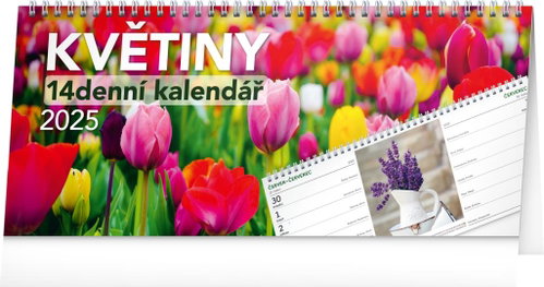 NOTIQUE Table calendar Flowers 2025, 14 days, 33 × 14,5 cm - Desk Calendar - Main image