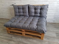 MATTEO SET - quilted pallet seating - seat 120x80 cm, 2x backrest 60x40 cm, grey, Mybesthome - Cushion