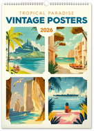 NOTIQUE Vintage Posters - Tropical Paradise 2026, 33 x 46 cm - Wall Calendar