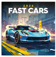 NOTIQUE Fantastic Cars 2026 notebook, 30 x 30 cm - Wall Calendar