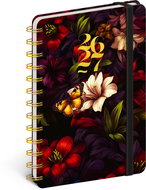 NOTIQUE Spirálový 18měsíční Petito – Rudé květy 2026/2027, 13 x 18 cm - Planner