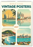 NOTIQUE Vintage plakáty – světová města 2027, 33 x 46 cm - Wall Calendar